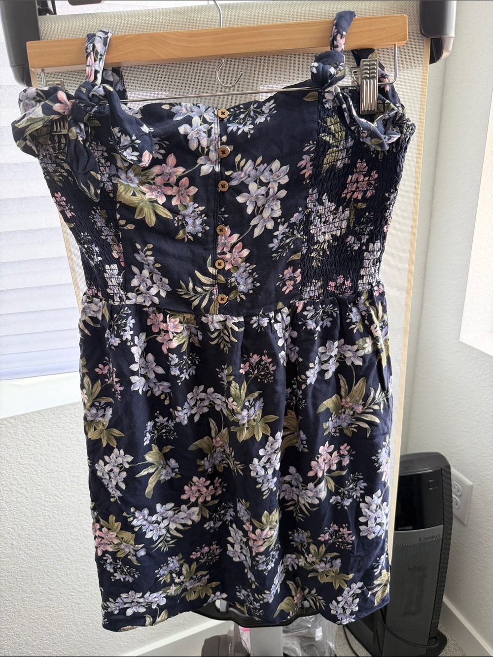 American Eagle Outfitters Navy Floral Mini Dress with Pink and Green Accents